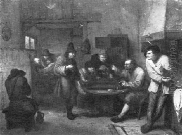 Zechende Bauern Im Wirtshaus Oil Painting by Egbert Van Heemskerck