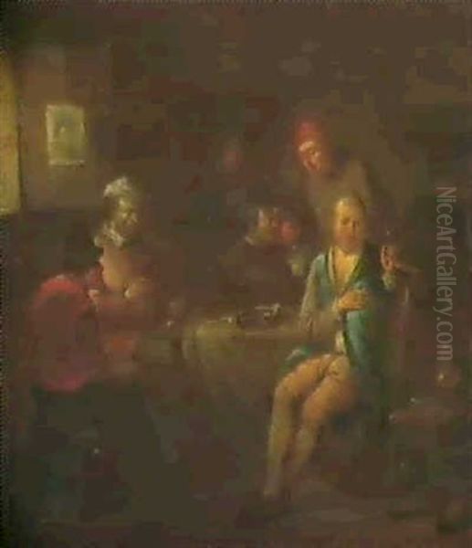 Scene De Cabaret, Les Cinq Sens Oil Painting by Egbert Van Heemskerck