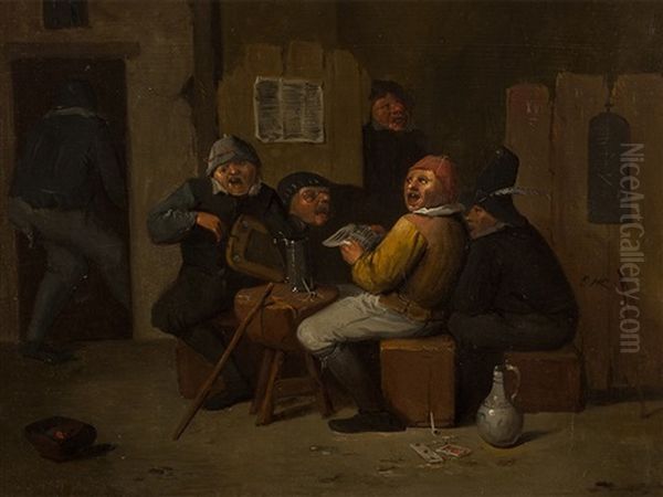 2 Tavern Scenes Oil Painting by Egbert van Heemskerck the Younger