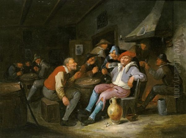 Zechende Bauern Im Wirtshaus Oil Painting by Egbert van Heemskerck the Younger
