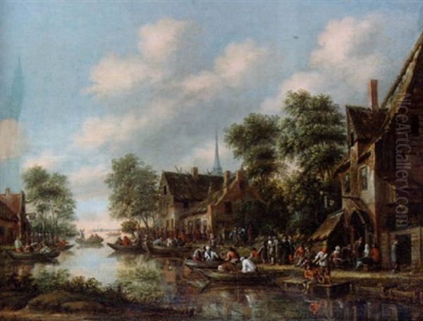 Marknad I Hollandsk By Oil Painting by Thomas Heeremans
