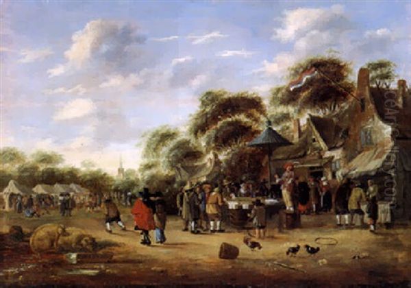 Jahrmarkt Auf Einer Dorfstrasse Oil Painting by Thomas Heeremans