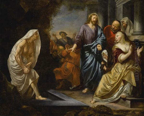 The Raising Of Lazarus Oil Painting by Hendrik Heerschop