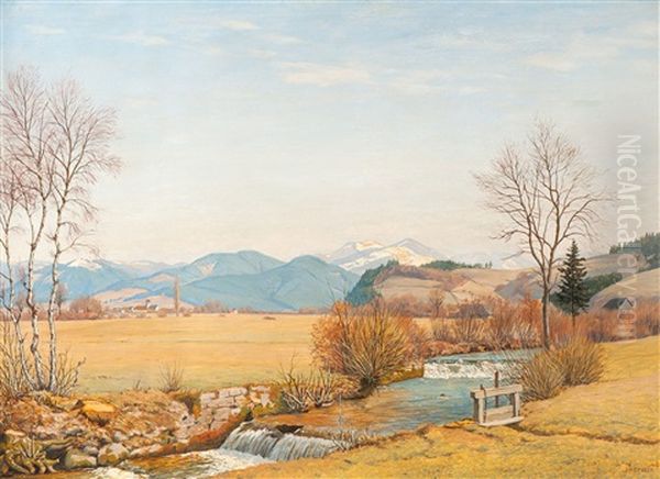 Vorfruhling An Der Brugga Oil Painting by Julius Heffner