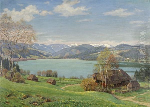 Fruhling Am Titisee Oil Painting by Julius Heffner