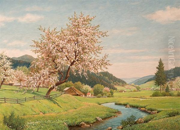 Apfelblute Oil Painting by Julius Heffner