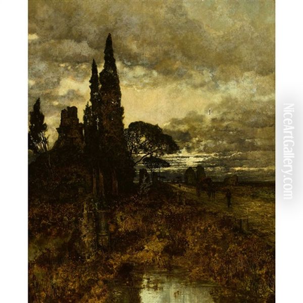 Via Appia Oil Painting by Karl Heffner