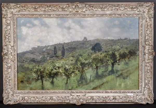 Mediterrane Landschaft Mit Hausern Oil Painting by Karl Heffner