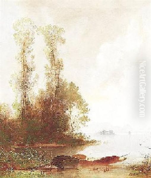 Morgenstimmung An Einem Oberitalienischen See Oil Painting by Karl Heffner