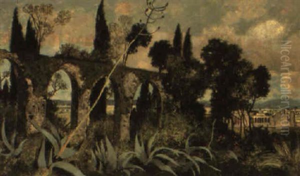 Viaduct Near Rome Oil Painting by Karl Heffner