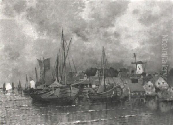Niederlandischer Hafen Oil Painting by Karl Heffner