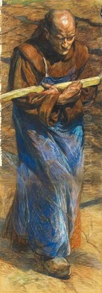 Egge Ziehender Monch Oil Painting by Otto Heichert