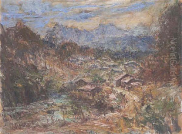 Dorf In Den Dolomiten Oil Painting by Hans Heider