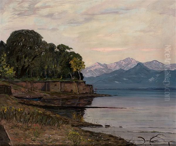 Fruhmorgendliche Bodensee-landschaft Am Obersee Oil Painting by Hans Von Heider