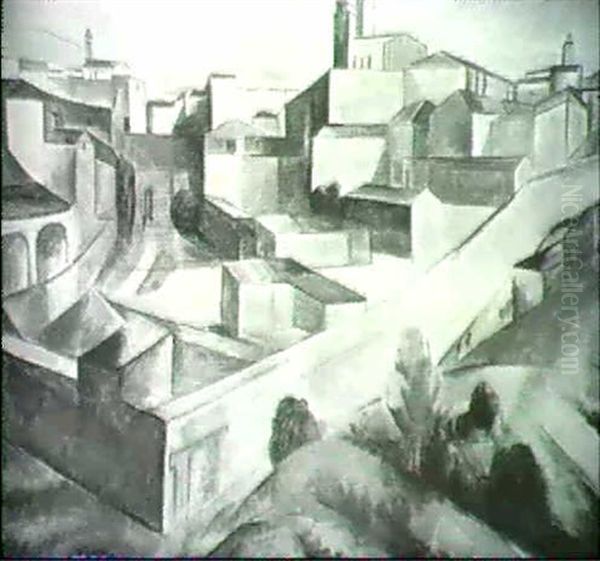 Blick Auf Volterra Oil Painting by Heinrich Heidner