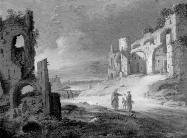 Landschaft Mit Ruinen Und Figurenstaffage Oil Painting by Daniel van Heil