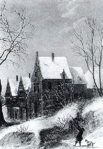 Winter Landscape With A Hunter Oil Painting by Daniel van Heil