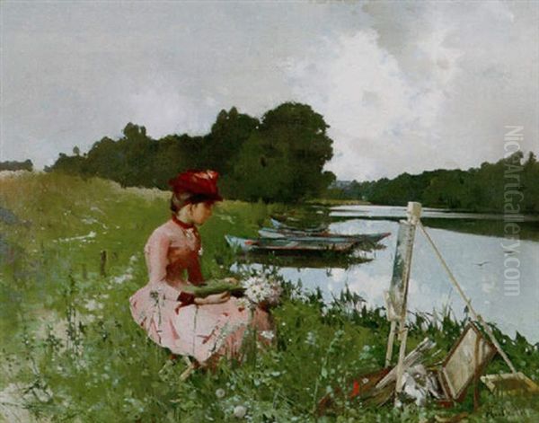 An Afternoon's Pastime Oil Painting by Ferdinand Heilbuth