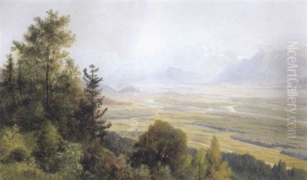 Blick Von Den Bergen Ins Tal Und Auf Die Stadt Salzburg Oil Painting by Anton Paul Heilmann