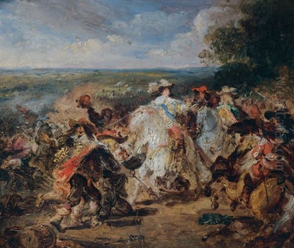 La Bataille De Rocroy, Le 19 Mai 1643 (sketch) Oil Painting by Francois - Joseph Heim