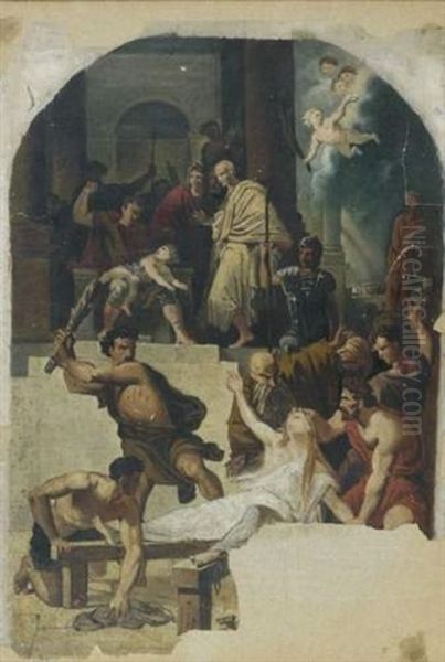 Le Martyre De Saint Cyr Et De Sa Mere Sainte Juliette (study) Oil Painting by Francois - Joseph Heim