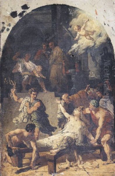 Le Martyre De Saint Cyr Et De Sainte Julitte Sa Mere Oil Painting by Francois - Joseph Heim