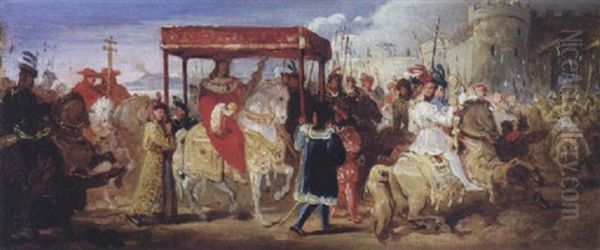 Charles Vii Entering Naples Oil Painting by Francois - Joseph Heim