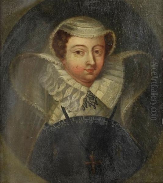 Portrait De Femme Au Crucifix Oil Painting by Wolfgang Heimbach