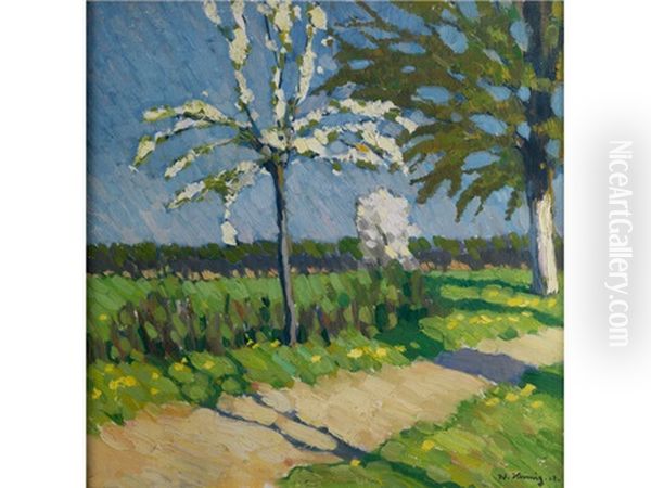 Fruhlingslandschaft Oil Painting by Walter Heimig