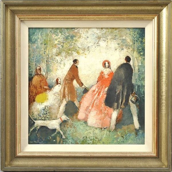 Spaziergang Im Freien Oil Painting by Walter Heimig