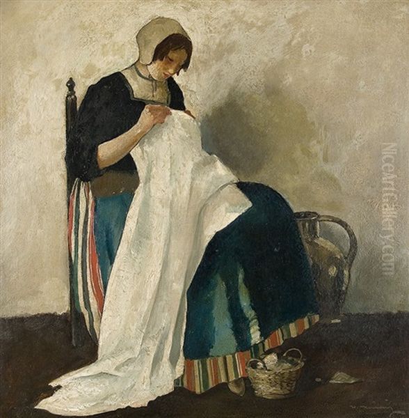 Nahendes Madchen Oil Painting by Walter Heimig