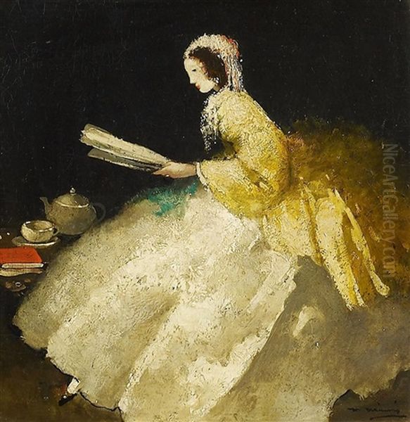 Lesende Dame Oil Painting by Walter Heimig