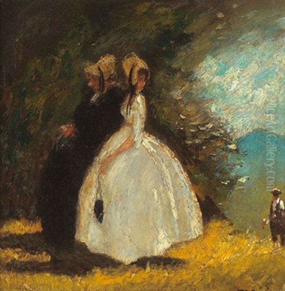 Zwei Damen Im Park Oil Painting by Walter Heimig