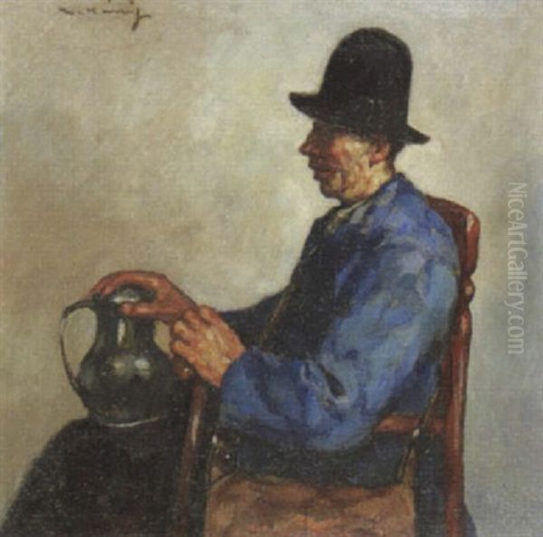 Dame Mit Sonnenschirm Oil Painting by Walter Heimig