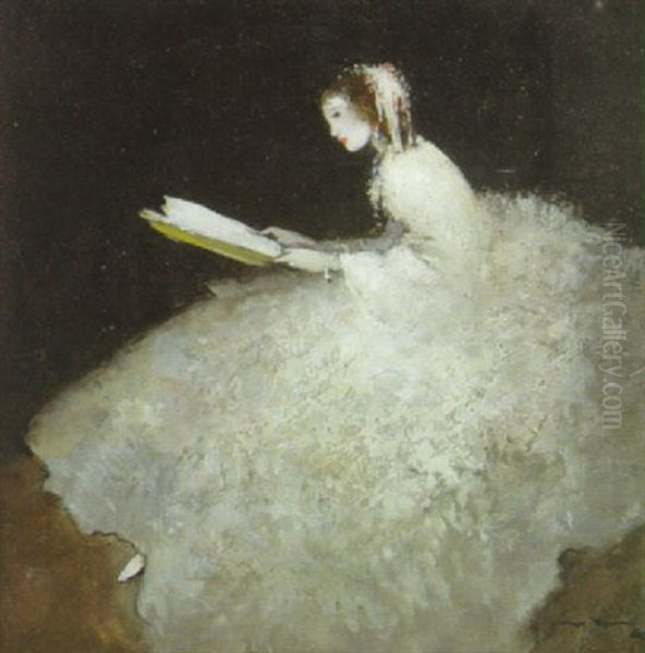 Balletteuse, Vertieft In Lekture Oil Painting by Walter Heimig