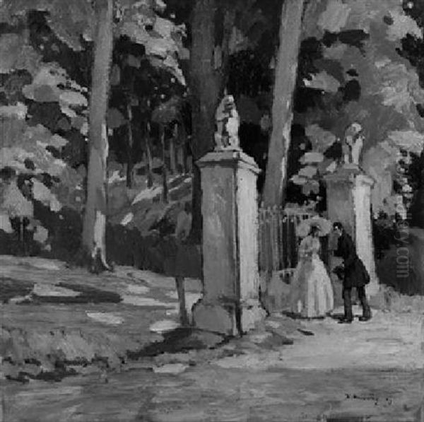 Rendezvous Im Park Oil Painting by Walter Heimig