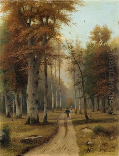 Pilzsammler Im Wald Oil Painting by Eduard Hein