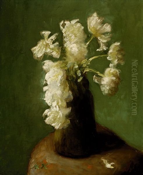 Still-life With White Peonies Oil Painting by Marie Heineken