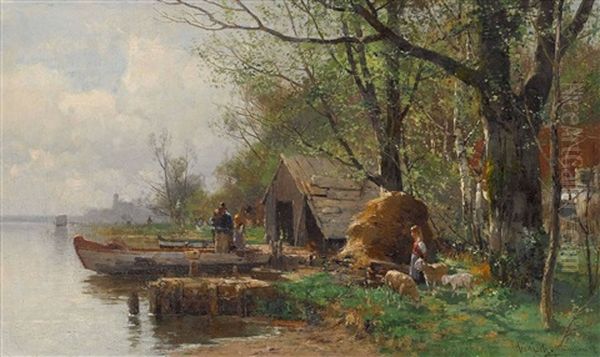 Fruhling Am Starnbergersee Oil Painting by Karl Adam Heinisch