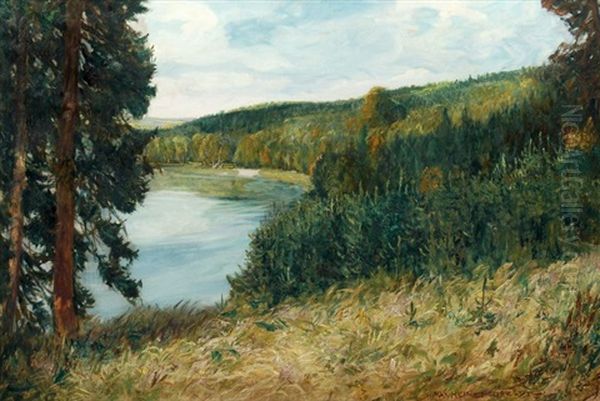 Teich, Von Baumen Umstanden Oil Painting by Max Hein-Neufeldt