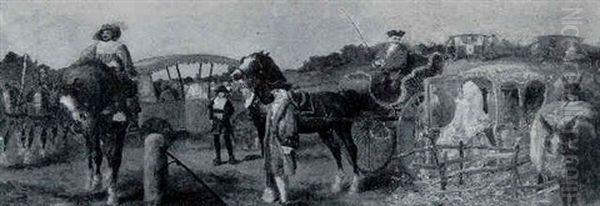 Noblemen In Carriages Accompanied By Cavalrists Oil Painting by Armand Heins