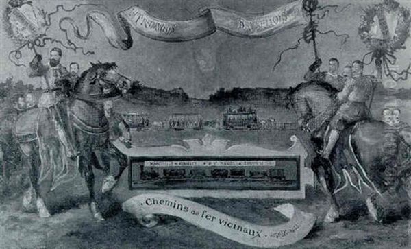 Les Tramways Bruxellois Oil Painting by Armand Heins