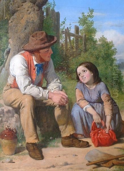 The Stone Breakers Refreshment Oil Painting by J.O. Banks