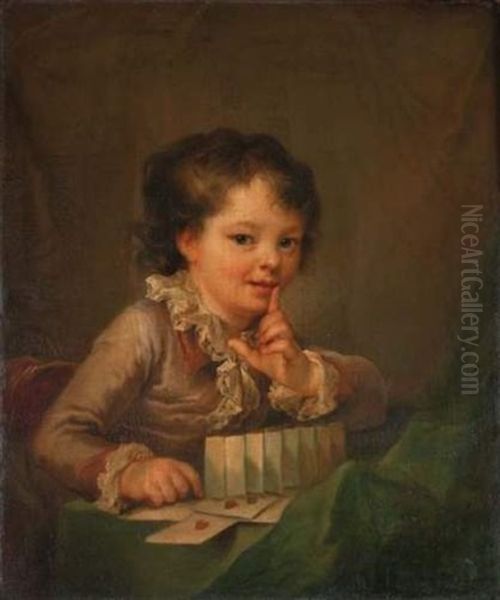 Jeune Garcon Faisant Un Chateau De Cartes Oil Painting by Johann Ernst Heinsius