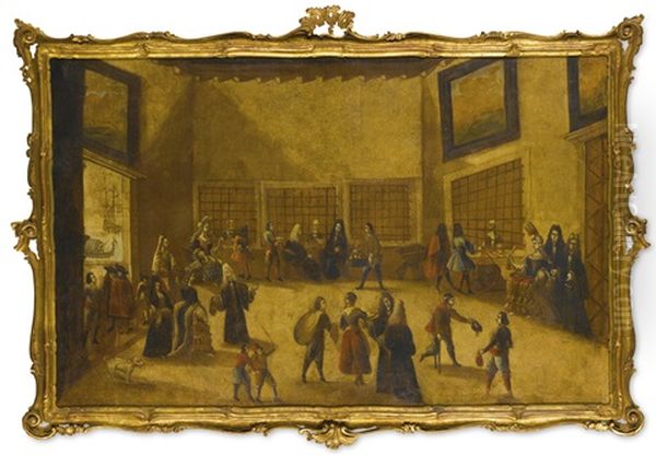 Elegant Figure Visiting Novices At A Convent Oil Painting by Joseph The Elder Heintz