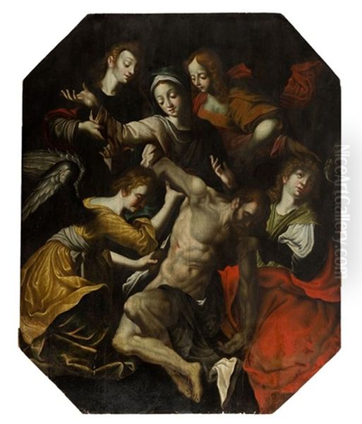 Pieta With Angels Oil Painting by Joseph The Elder Heintz