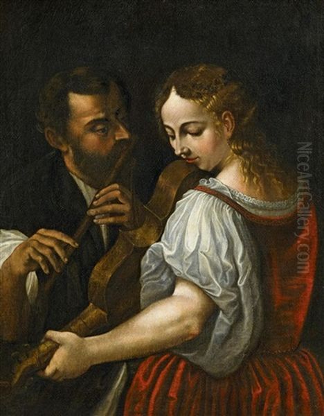 Musizierendes Paar Oil Painting by Joseph The Elder Heintz