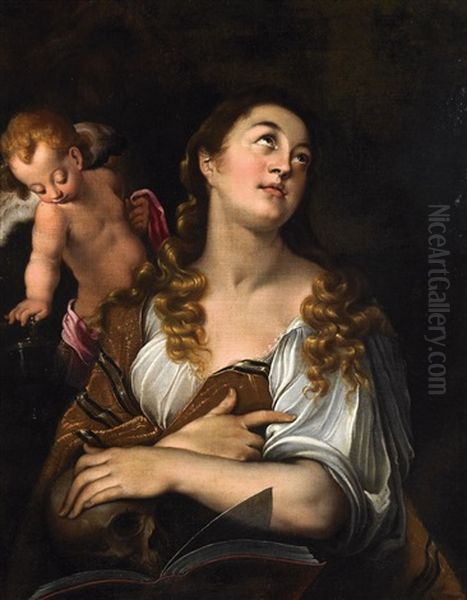 Maria Magdalena Mit Dem Engelchen Oil Painting by Joseph The Elder Heintz