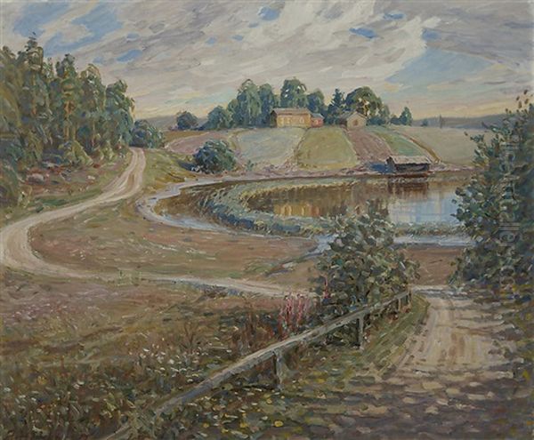 View To A Lake Oil Painting by Jonas Heiska