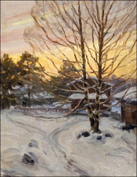 Talvi-ilta Oil Painting by Jonas Heiska